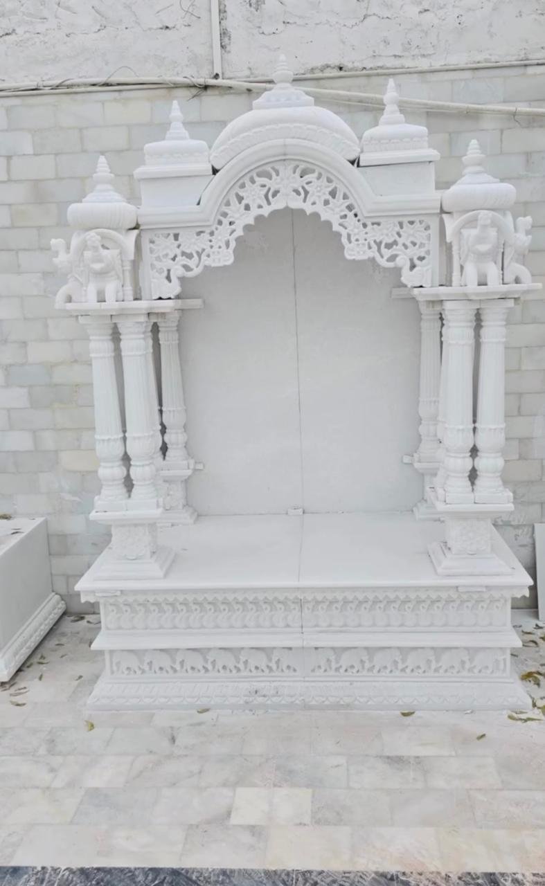 Customized White Marble Home Temple — Hand-carved Makrana Marble Home Temples