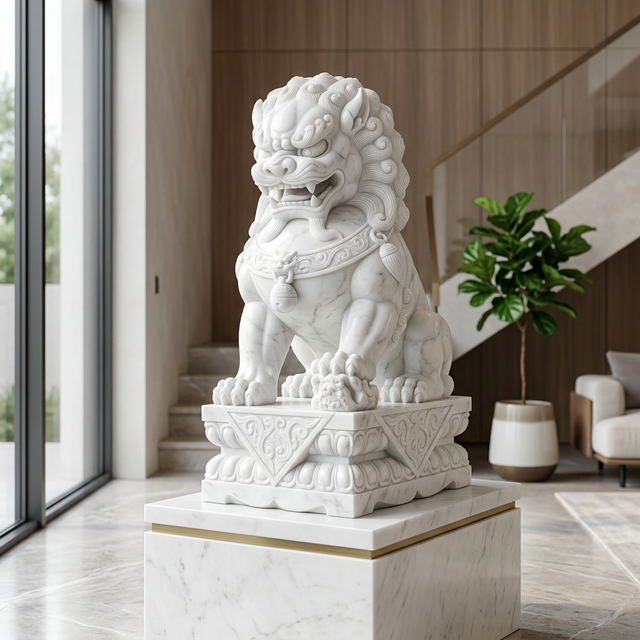 Guardian Lion — Hand-carved Makrana Marble Unique Design Articals
