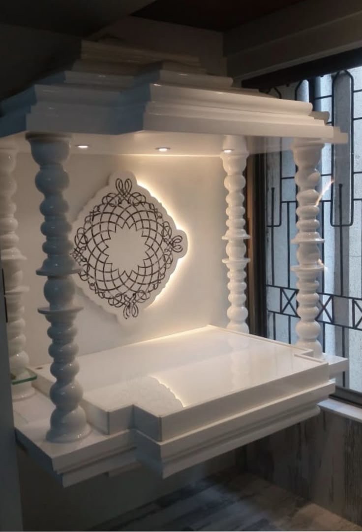 Royal White Marble Temple (Design 33) — Hand-carved Makrana Marble Home Temples