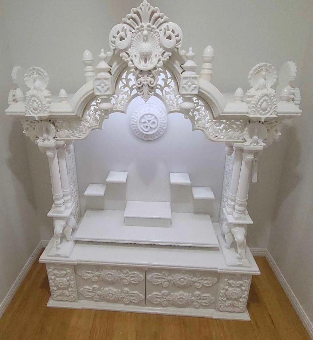 Royal White Marble Temple (Design 35) — Hand-carved Makrana Marble Home Temples
