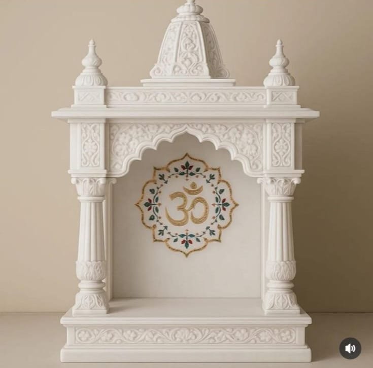 Royal White Marble Temple (Design 41) — Hand-carved Makrana Marble Home Temples