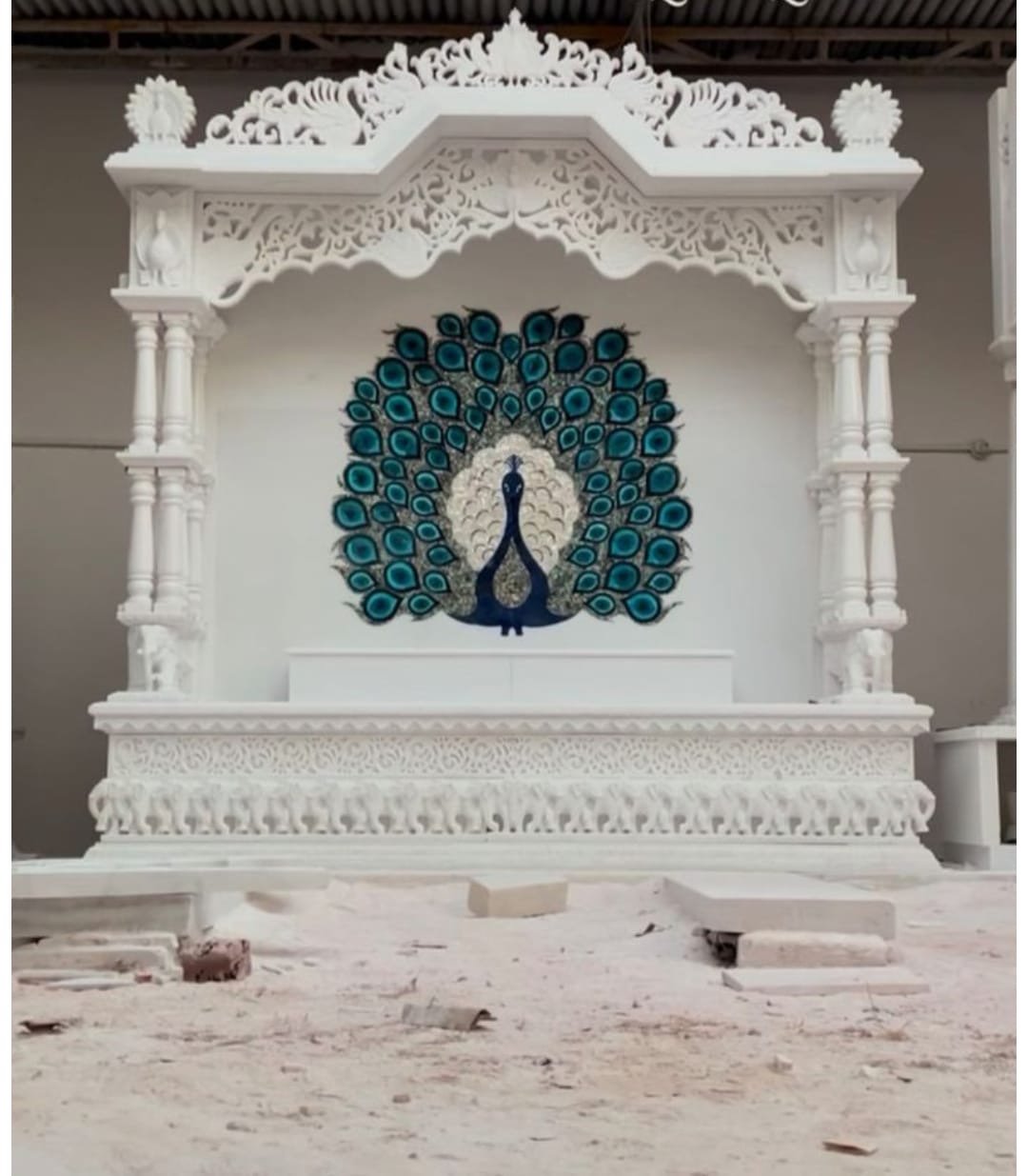 Royal White Marble Temple (Design 46) — Hand-carved Makrana Marble Home Temples
