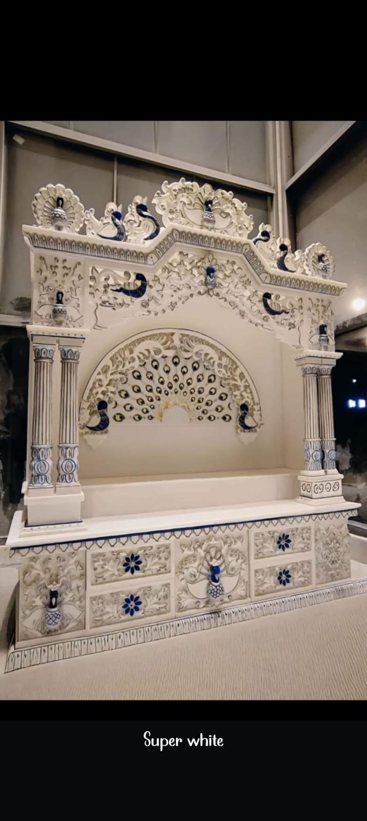 Royal White Marble Temple (Design 48) — Hand-carved Makrana Marble Home Temples