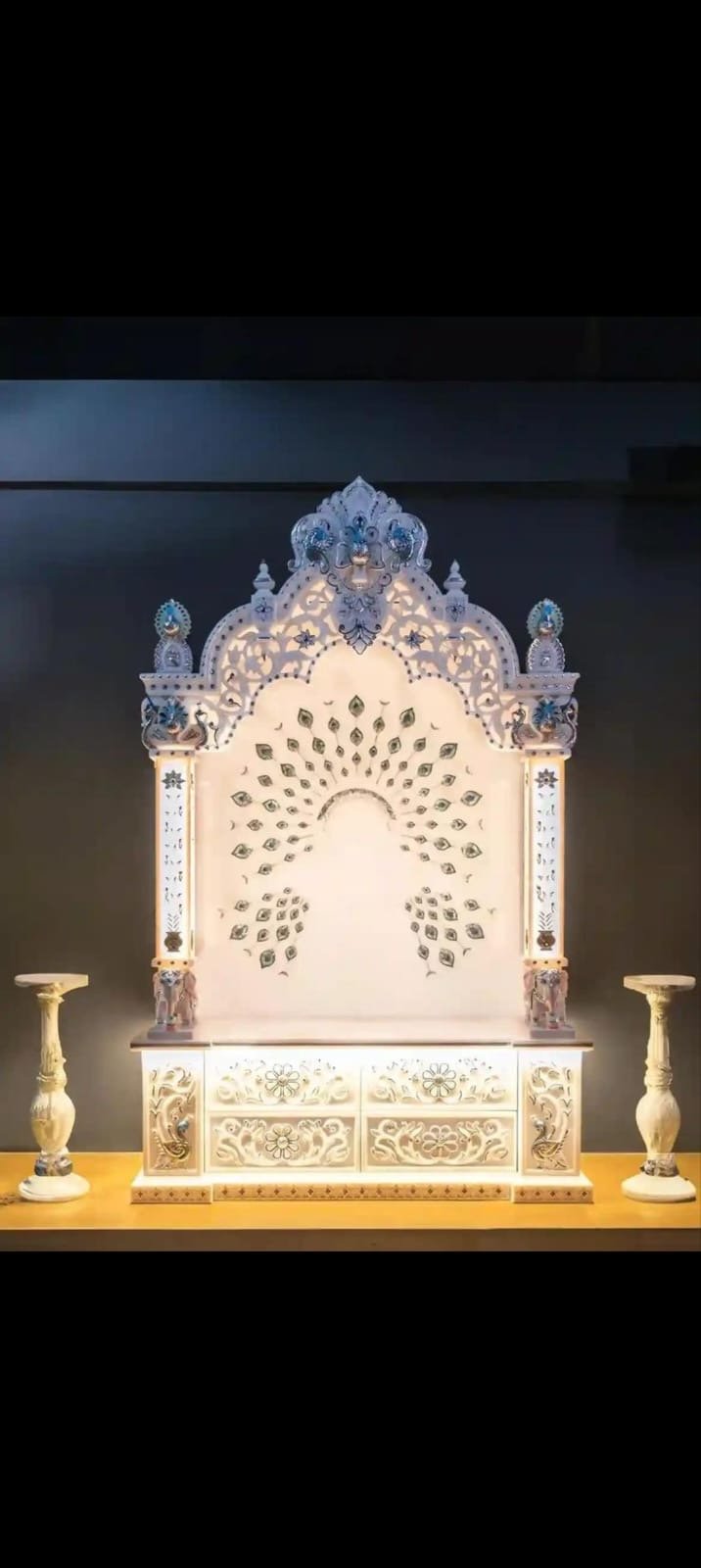 Royal White Marble Temple (Design 55) — Hand-carved Makrana Marble Home Temples