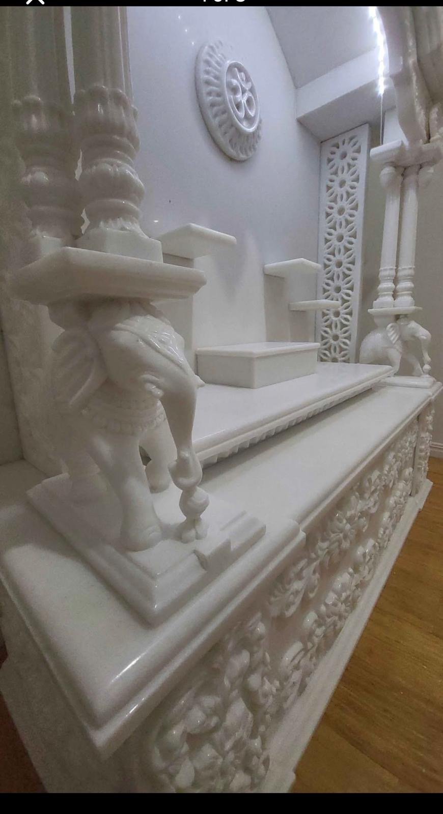 Royal White Marble Temple (Design 61) — Hand-carved Makrana Marble Home Temples