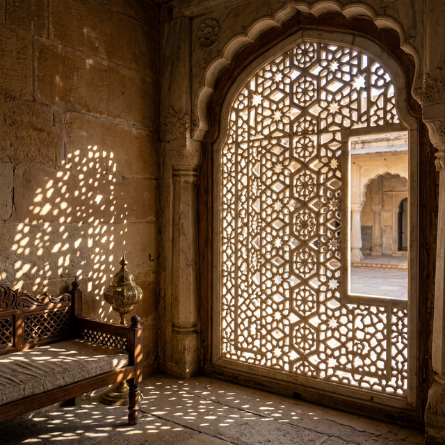 Jali Screen Panel — Hand-carved Makrana Marble Wallpanels