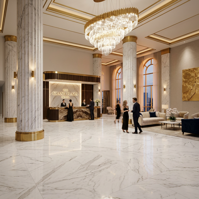 The Grand Royal Hotel: A Symphony in Luxury Marble Architecture